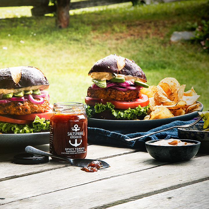 Spicy Sweet Potato Chickpea Burger – SaltSpring Kitchen Co.