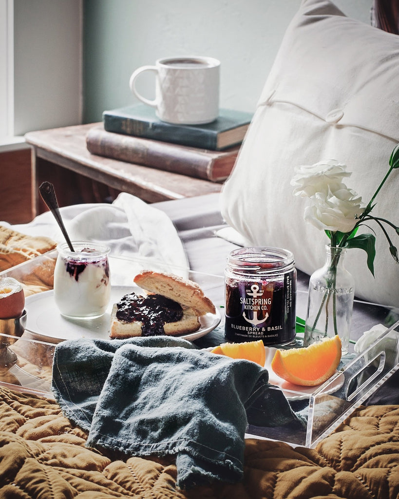 Salt Spring Kitchen Company Breakfast in bed with Blueberry Basil Preserve