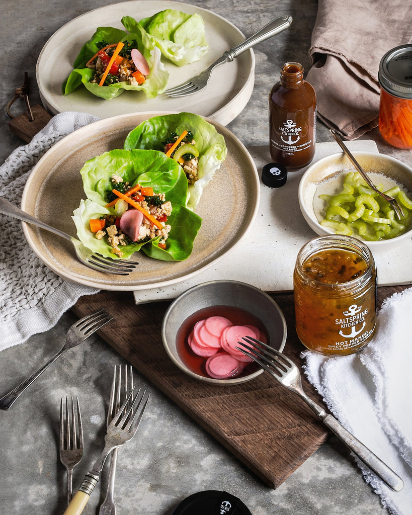 Salt Spring Kitchen Company Morita + Espresso + Chipotle Hot Sauce with Lettuce Wraps