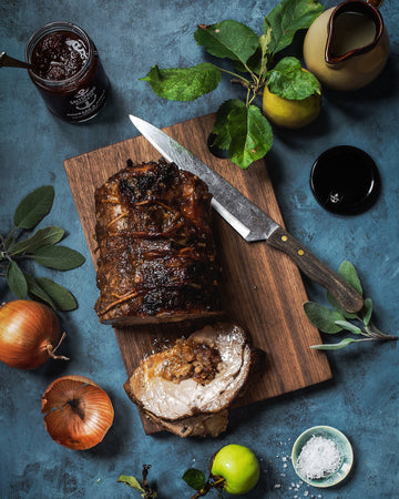 Salt Spring Kitchen Company Rhubarb and Apple Chutney on Stuffed Pork Roast